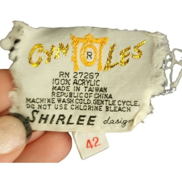 Vintage 70s Tree Frog Embroidered Sweater Womens Size XL Blue - Picture 7 of 7